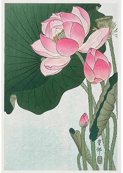 Blooming-Lotus-Flowers-by-Ohara-Koson