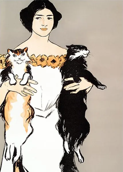 Woman-Holding-Cats-by-Edward-Penfield