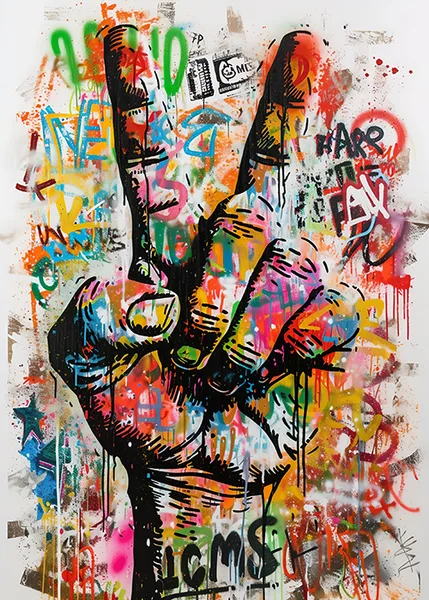 Renkli Barış İşareti Graffiti