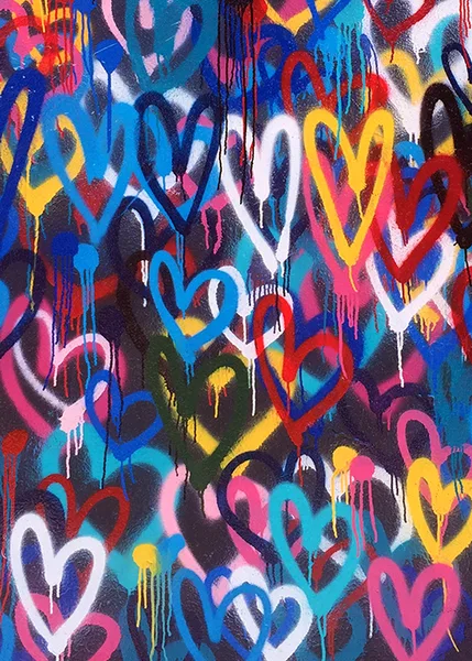 Renkli Kalp Graffiti Sanatı