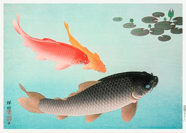 Common-and-Golden-Carp-by-Ohara-Koson