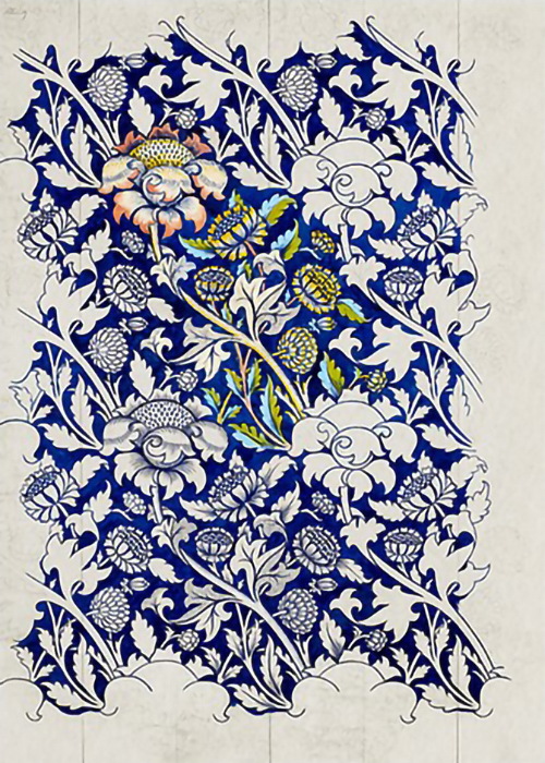 Watercolour-for-Printed-Fabric-Design-Wey-by-William-Morris
