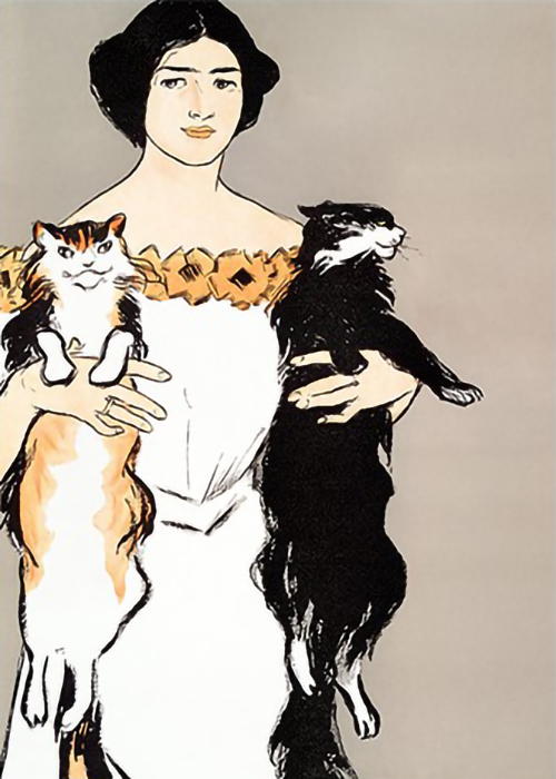 Woman-Holding-Cats-by-Edward-Penfield