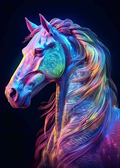Neon Renklerle Parlayan At