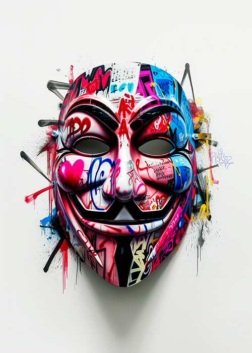 Renkli Grafitiyle Süslenmiş Maske