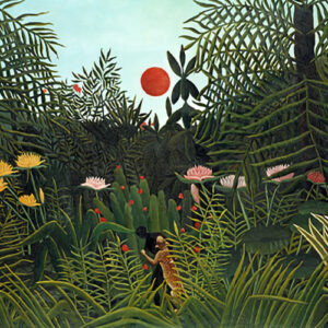 Virgin-Forest-with-Sunset-by-Henri-Rousseau