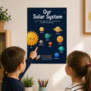 İngilizce A3 Poster Seti (2 Adet Poster) - Selefonlu - Solar System, Months and Seasons