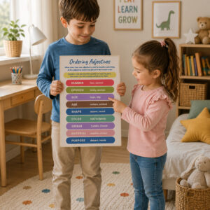 İngilizce A3 Poster Seti (5 Adet Poster) - Tek Yön Selefonlu - Adjectives, Verbs, Parts of Speech, Conjunctions, Sözcük Türleri