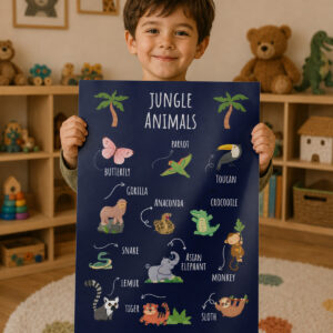 İngilizce A3 Poster Seti (5 Adet Poster) Hayvanlar Alemi 001 - Tek Yön Selefonlu