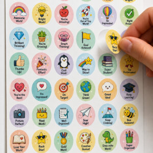 100 ADET Öğretmen Öğrenci Ödül Sticker, İngilizce 3cm çapında