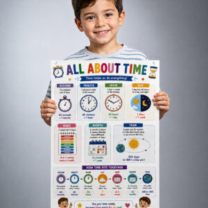 İngilizce A3 Poster Seti (2 Adet Poster) - Selefonlu - Telling Time, Zaman
