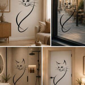 Duvar Sticker, Cam Stciker, Ayna Sticker - Kedi